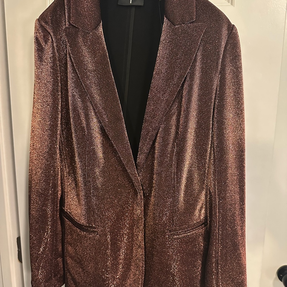 Tahari Shimmering Blazer in Metallic Pink